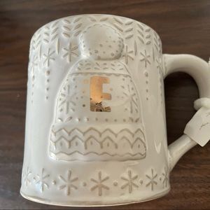 Anthropologie E Winter Mug Gold NWT